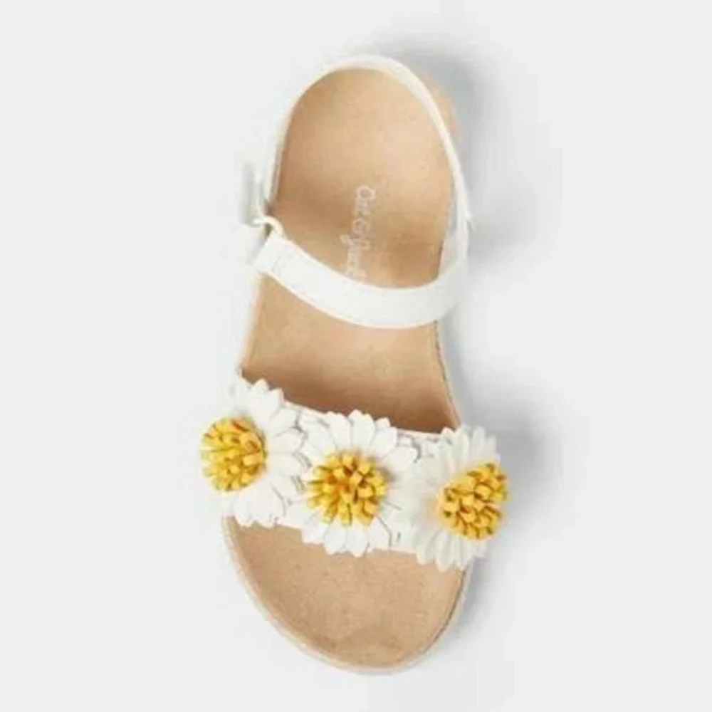 Baby Girl Sandals Cat & Jack Abbie Daisy White Size 6 New With Tags